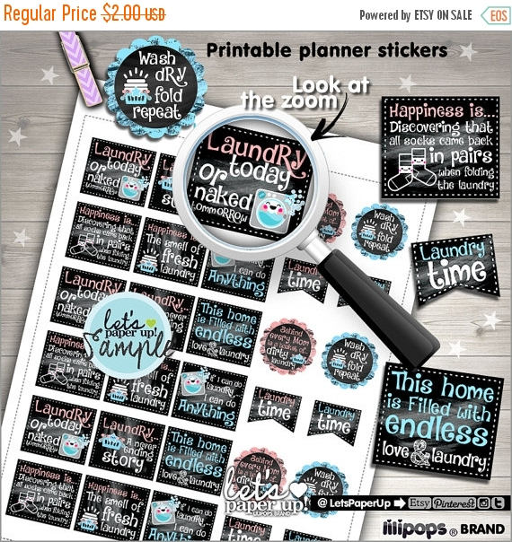 laundry day planner stickers printable