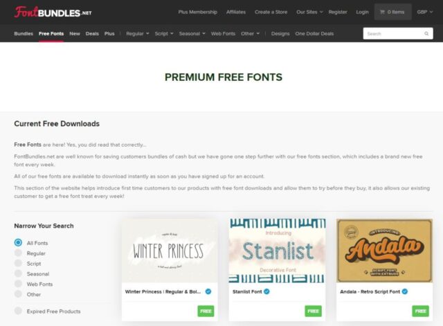 font bundles premum free fonts